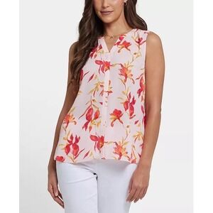 New NYDJ Women's Sleeveless Pintuck Split Neck  Size S